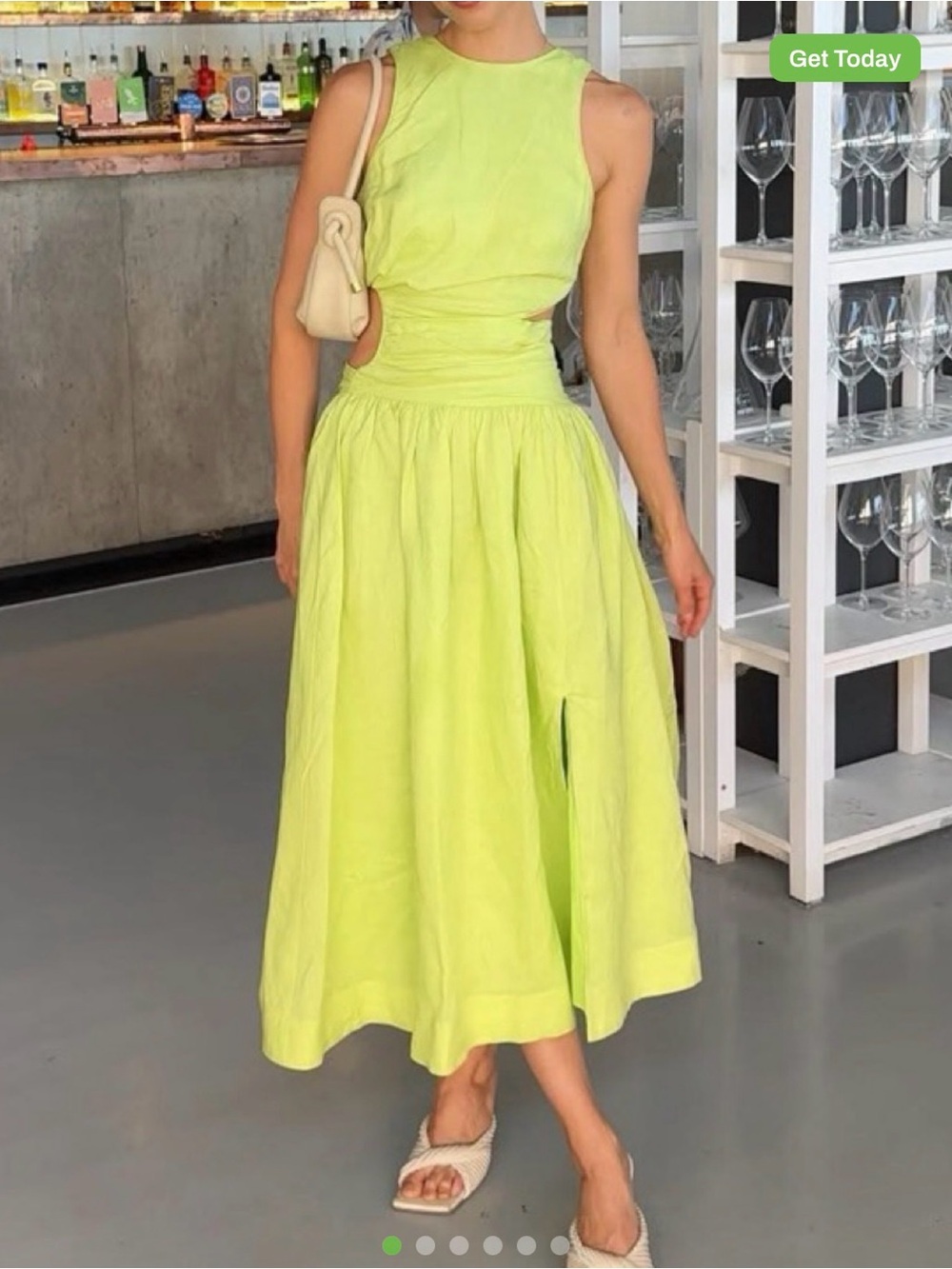 Keepsake 100% Cotton Cutout Midi Dress in Green